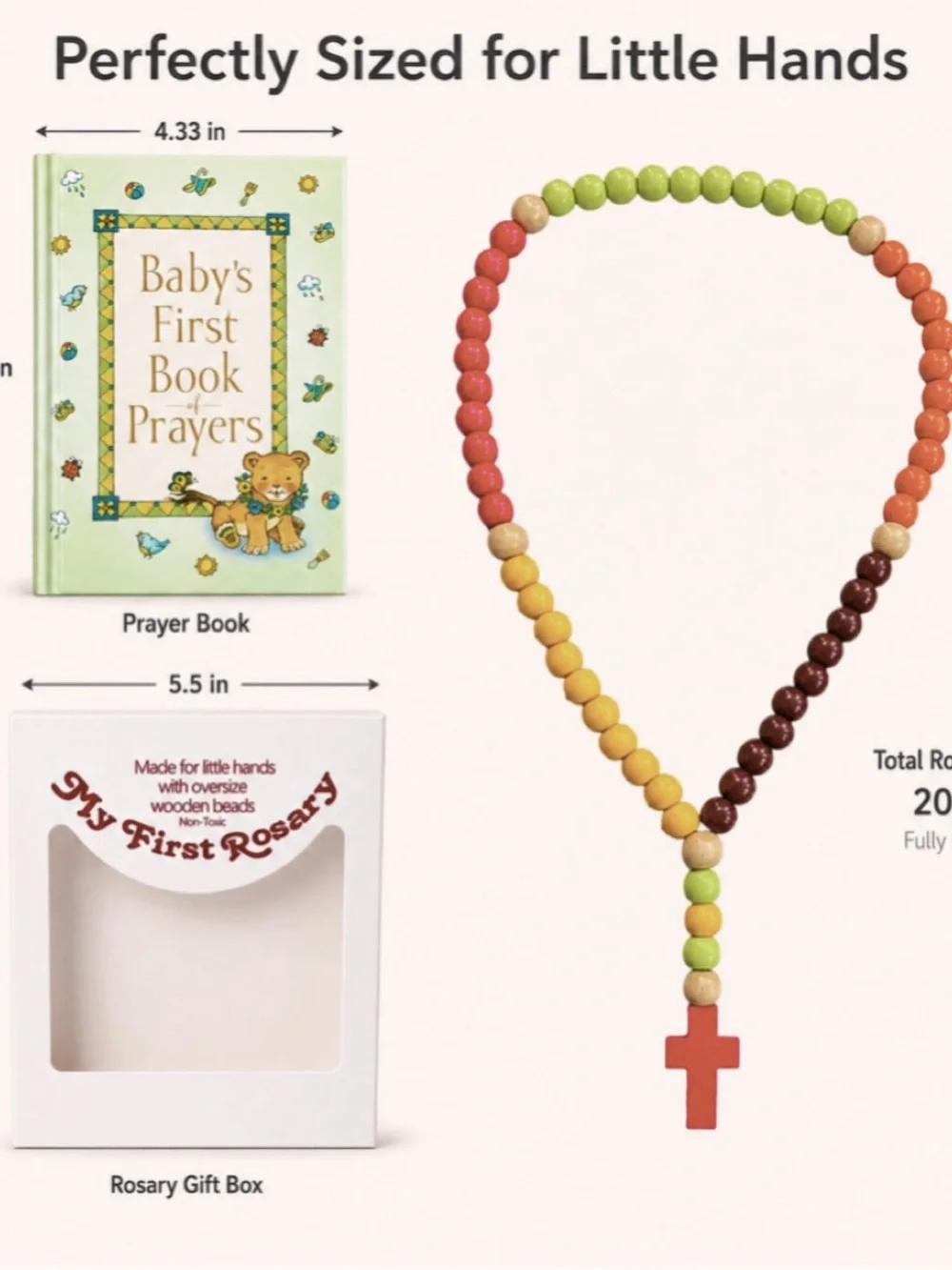My 1st Rosary My 1st Bible Multi-Color Wooden Bead Kids Rosary Religious NIB